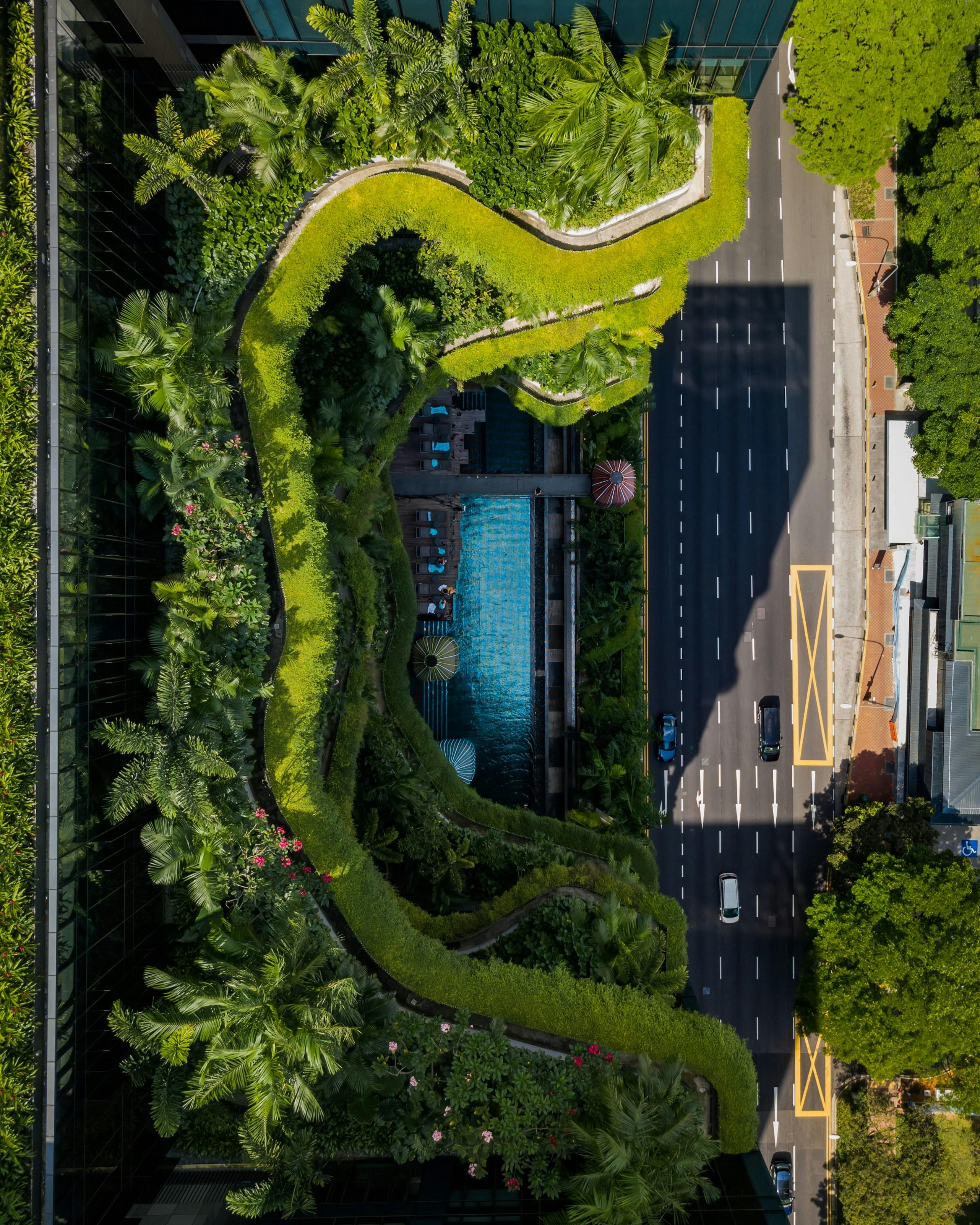 Luxury hotel pool and amenities showcase page