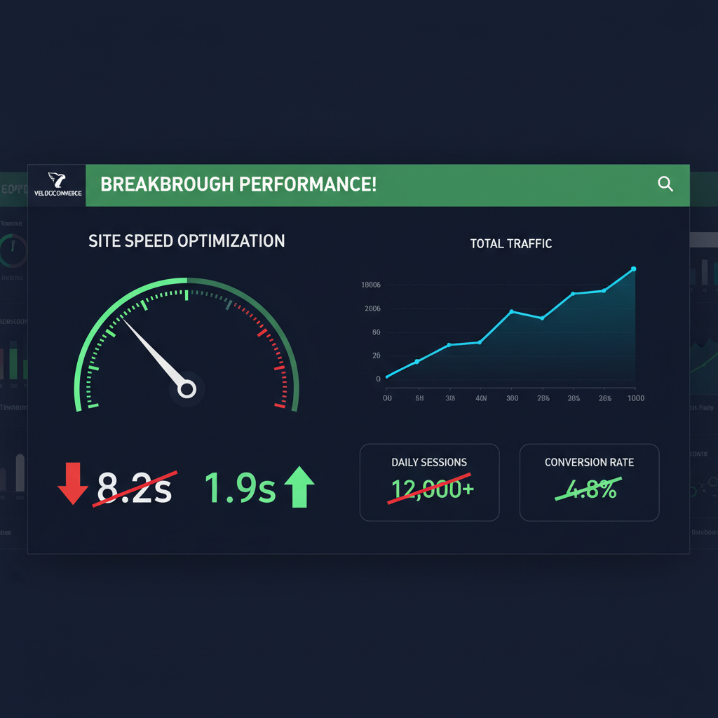 Analytics dashboard showing correlation between page load time and conversion rate