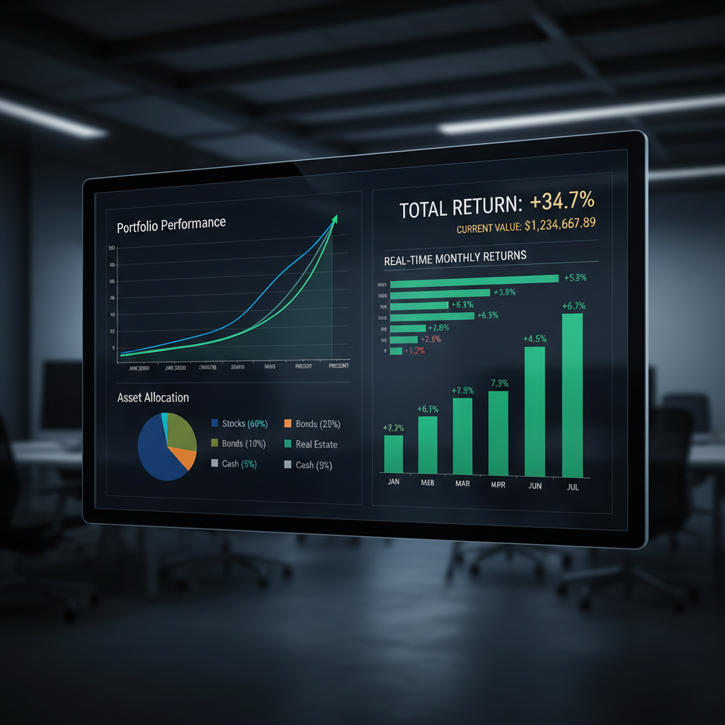 Portfolio analytics showing asset allocation and performance metrics