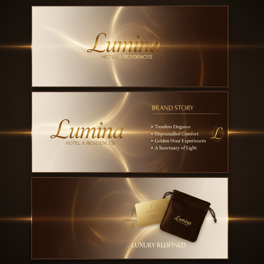 Lumina Hotels website showing luxury hotel lobby and booking interface
