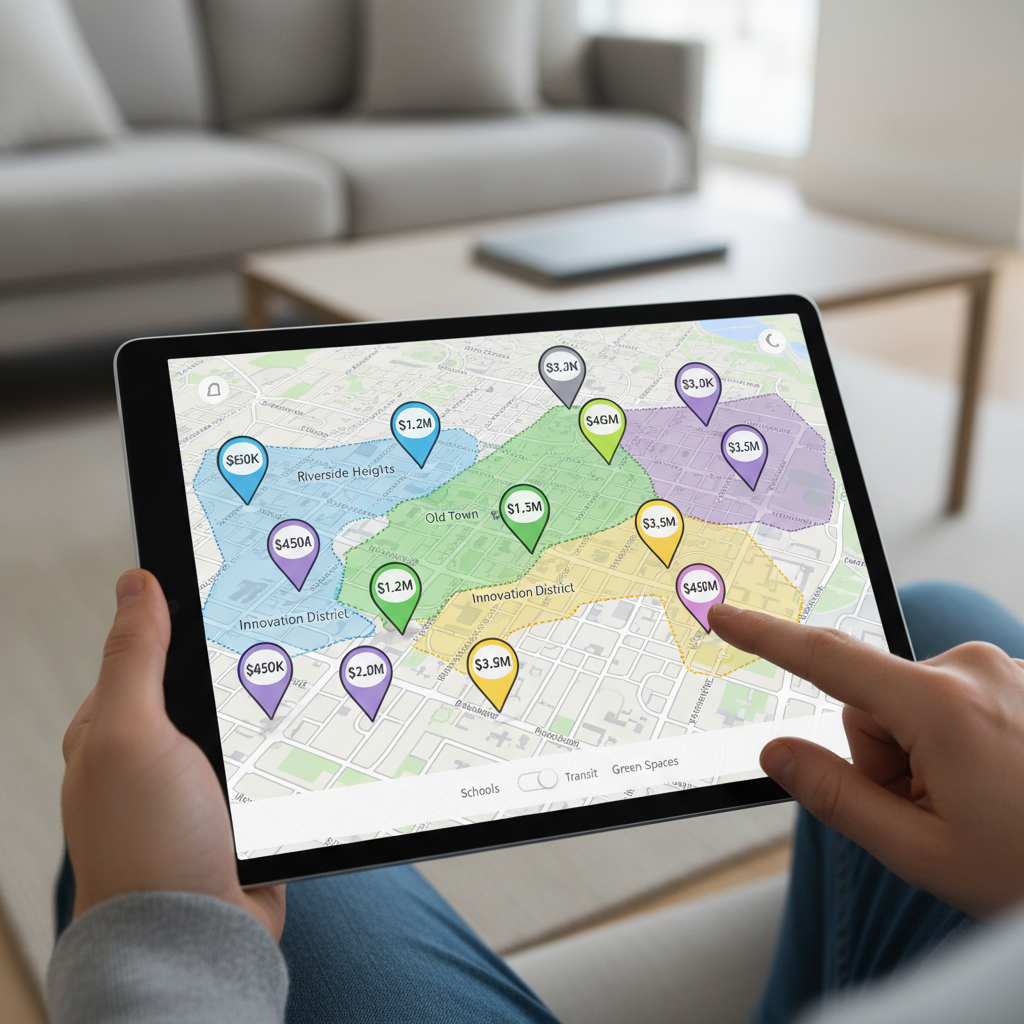 Property listing map view with interactive markers