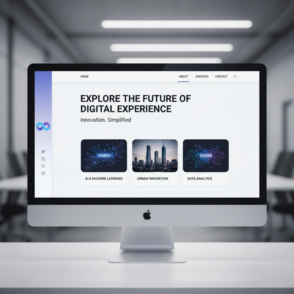 Modern website design interface showing clean UI components and typography