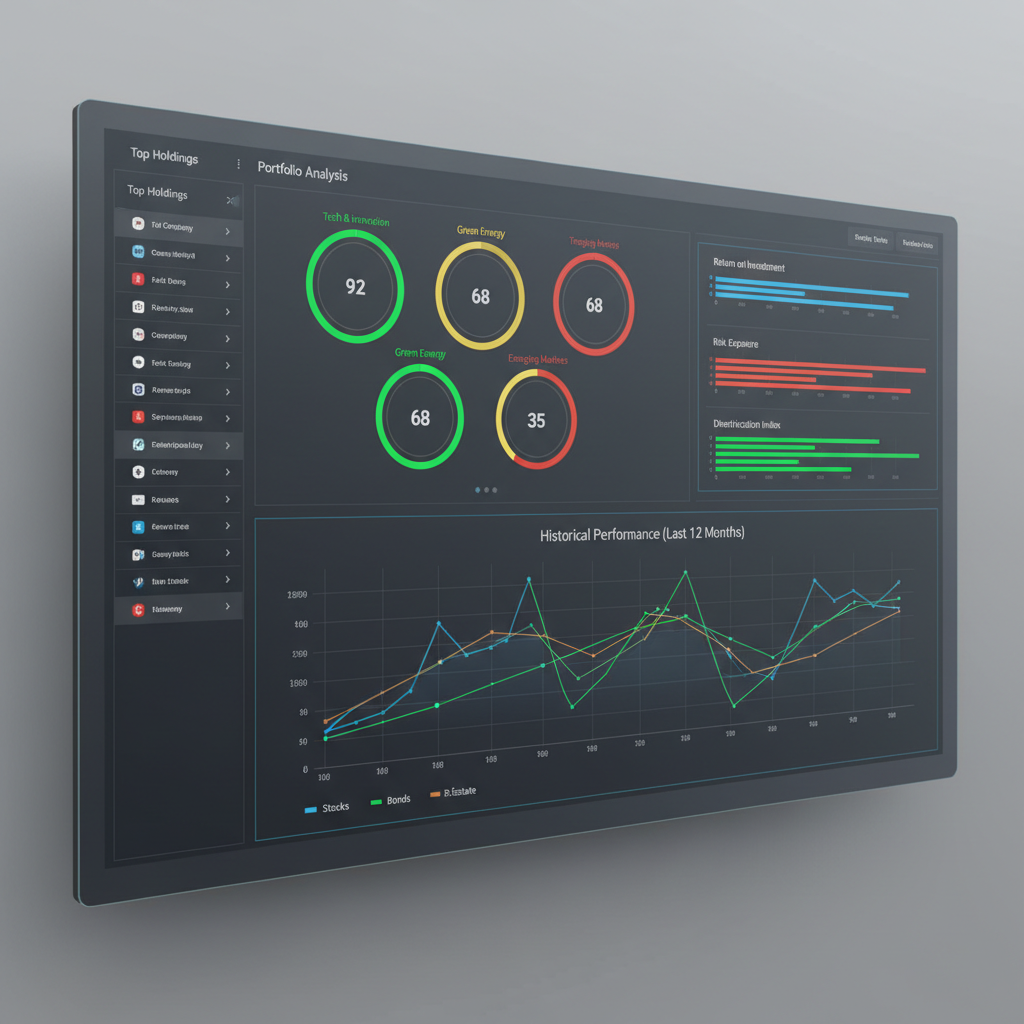 Nexus Finance analytics dashboard showing charts, portfolio data, and market metrics